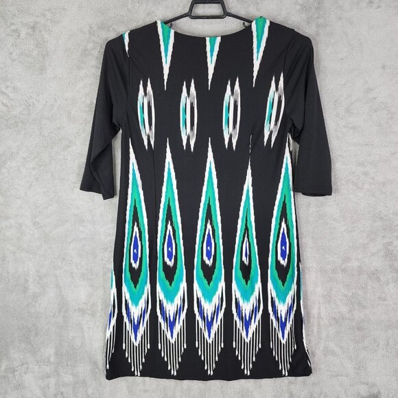 Womens Multicolor Magic Shift Dress Midi 3/4 Sleeve Round Neck Size 1X - Picture 6 of 9